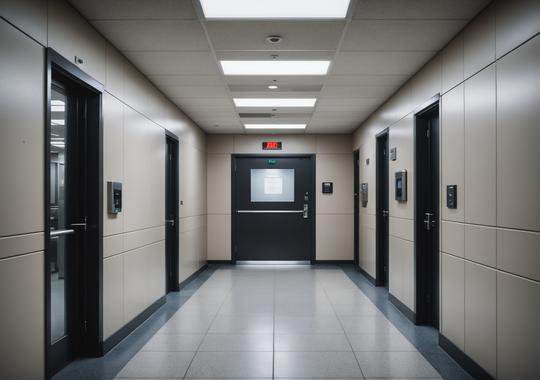 Secure government facility entrance with controlled access systems